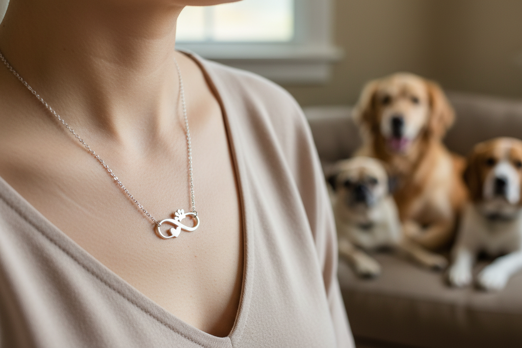 Paw Print Infinity Heart Necklace