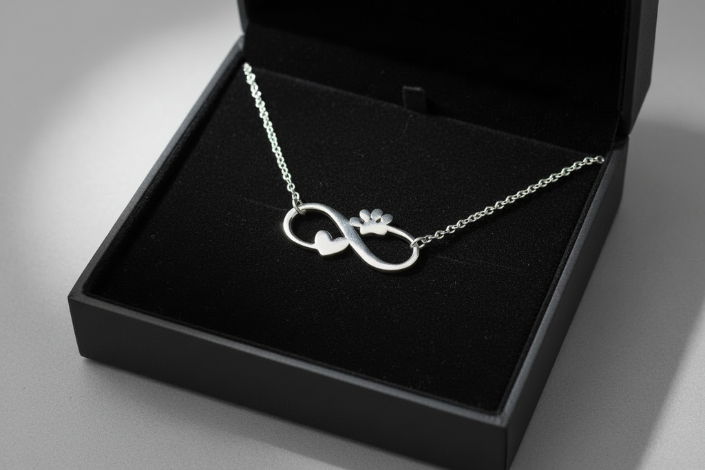 Paw Print Infinity Heart Necklace
