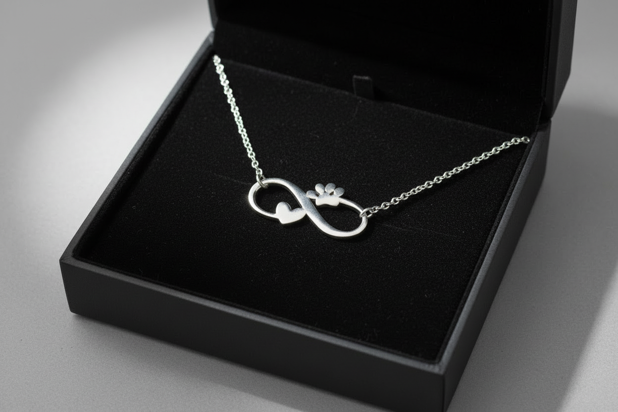 Paw Print Infinity Heart Necklace