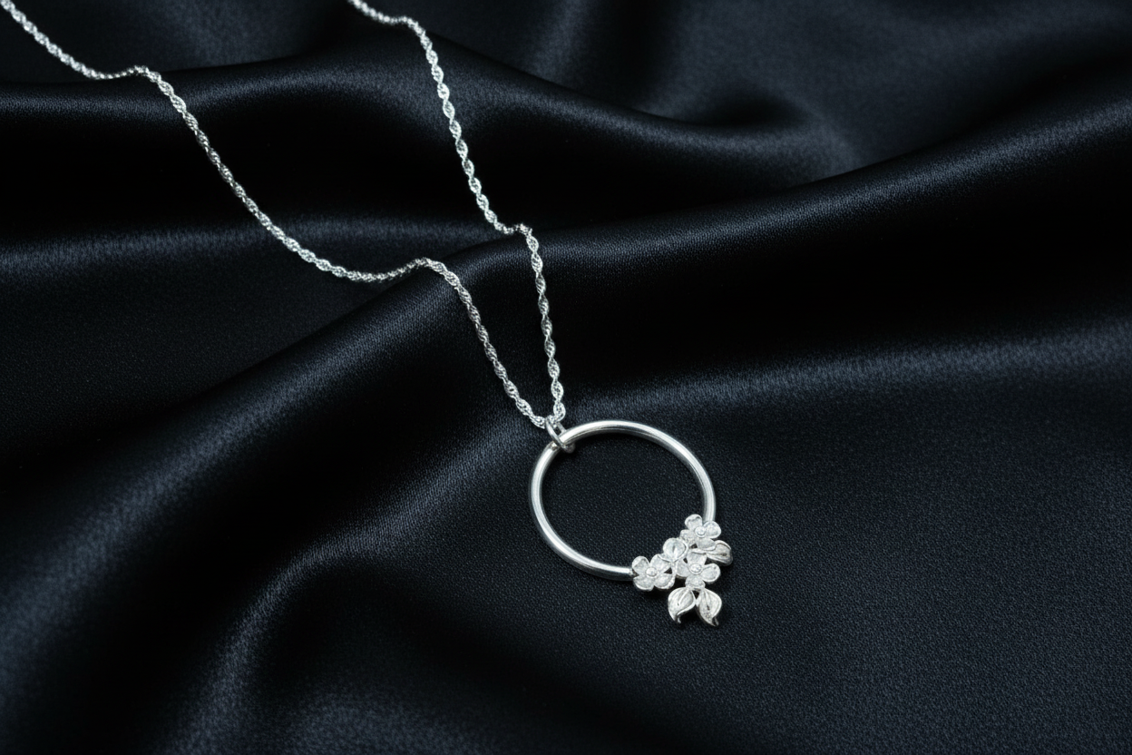 Flower Circle Pendant & Chain
