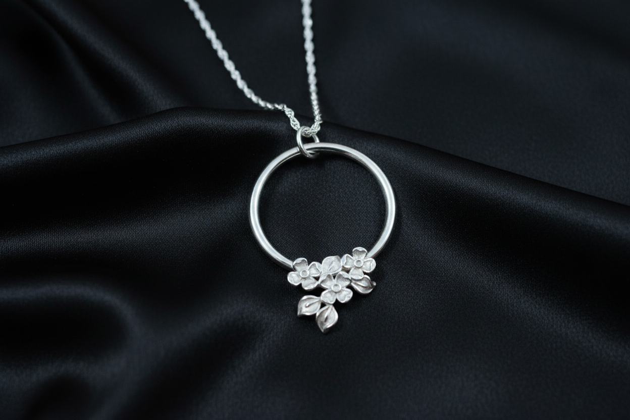 Flower Circle Pendant & Chain