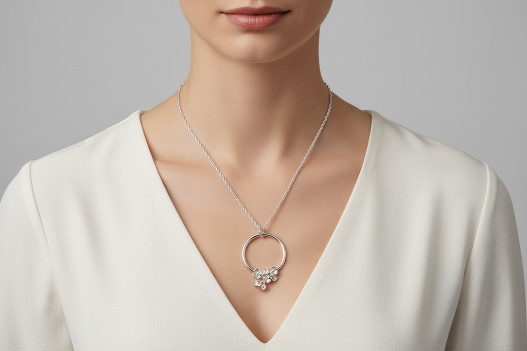 Flower Circle Pendant & Chain