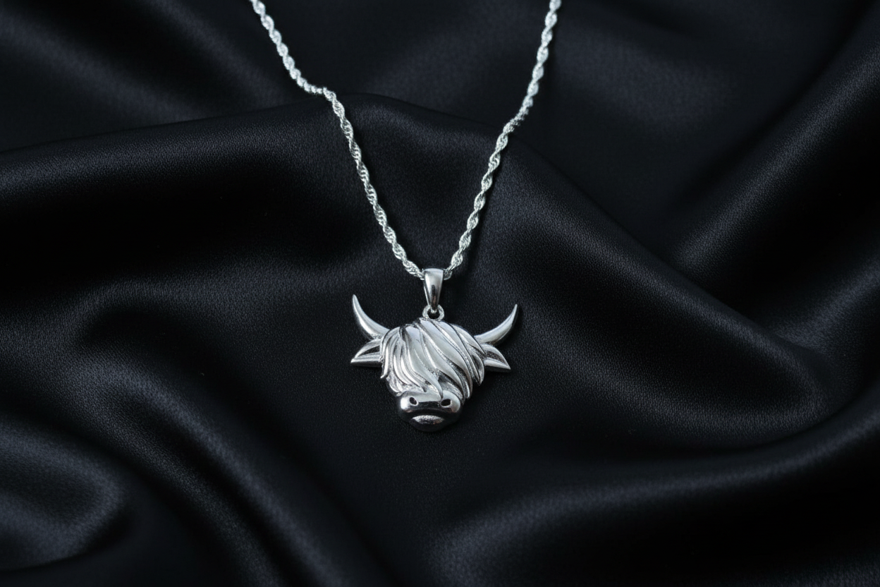 Highland Cow Head Pendant & Chain