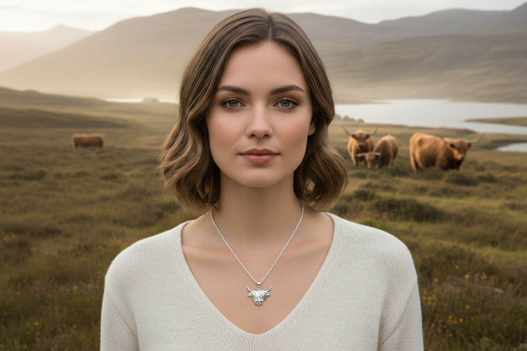 Highland Cow Head Pendant & Chain