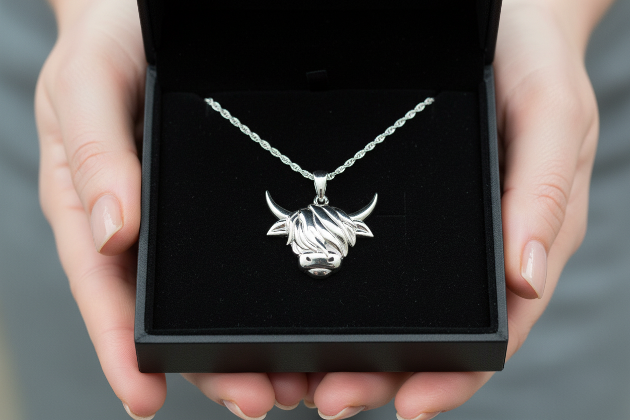 Highland Cow Head Pendant & Chain