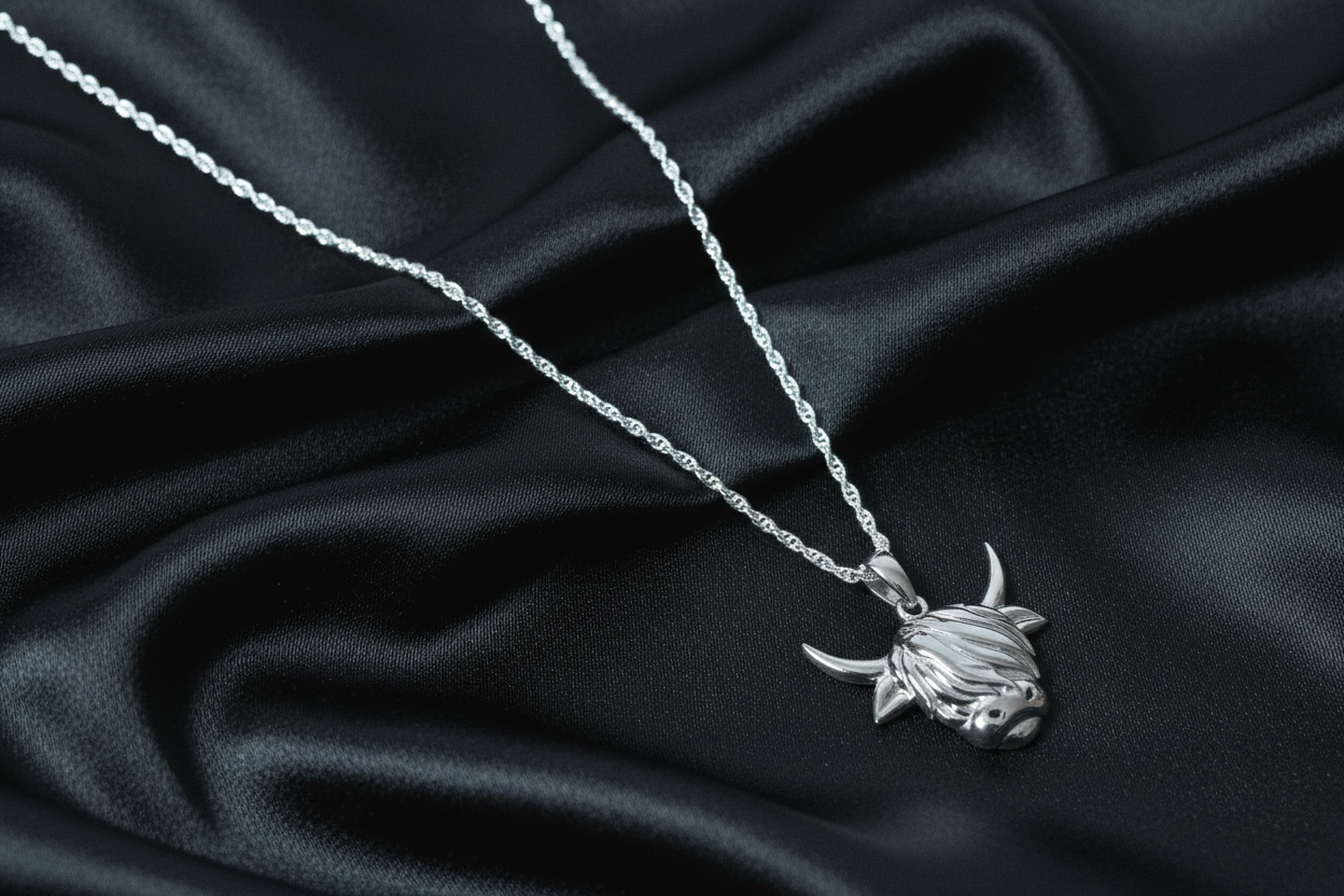 Highland Cow Head Pendant & Chain