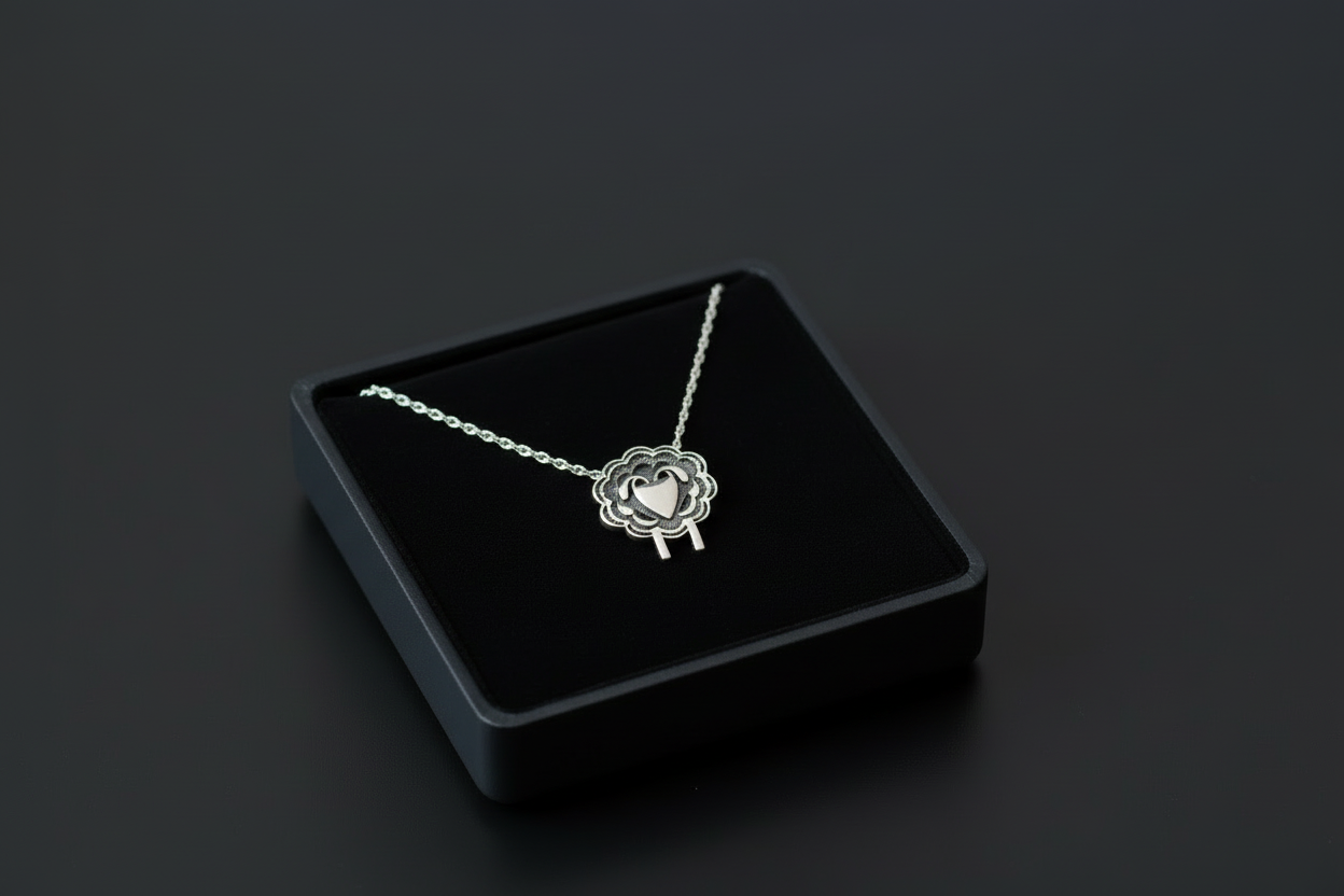 Sheep Pendant & Chain - Oxidised