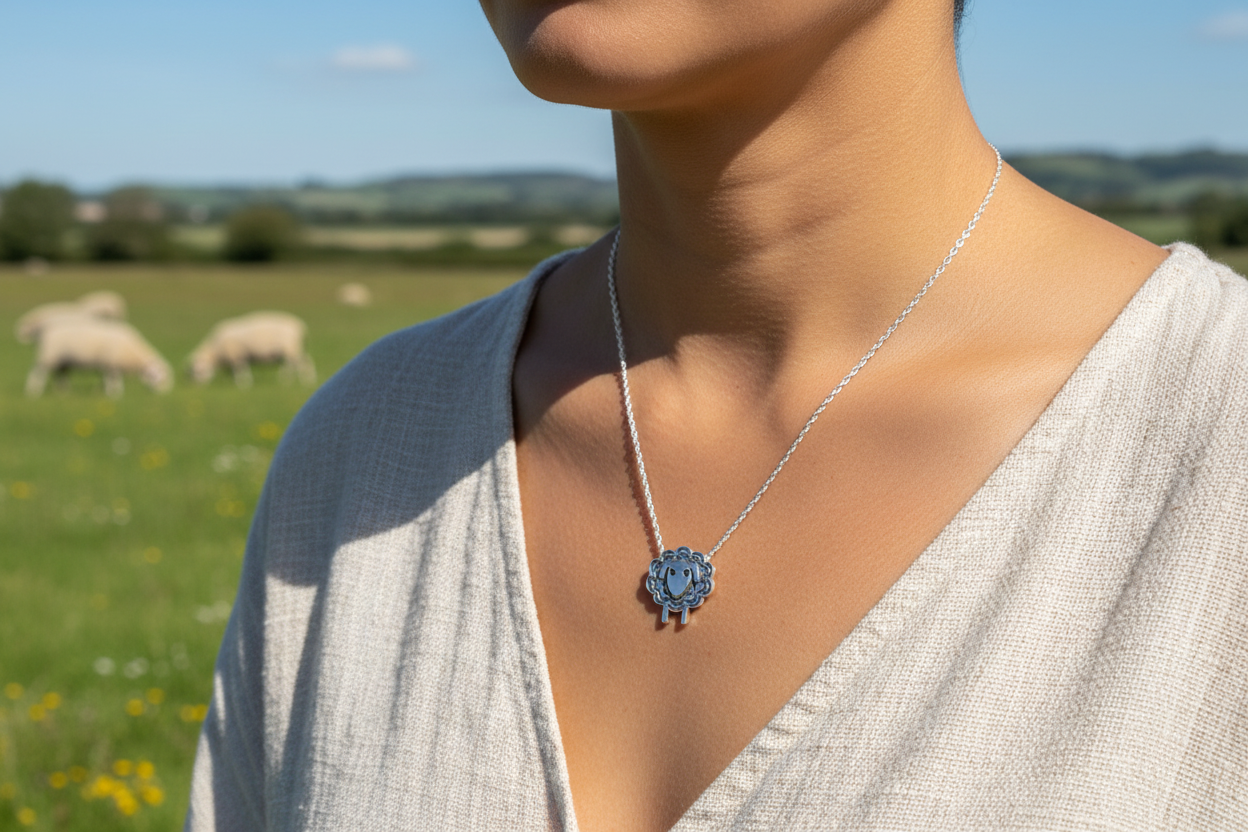 Sheep Pendant & Chain - Oxidised