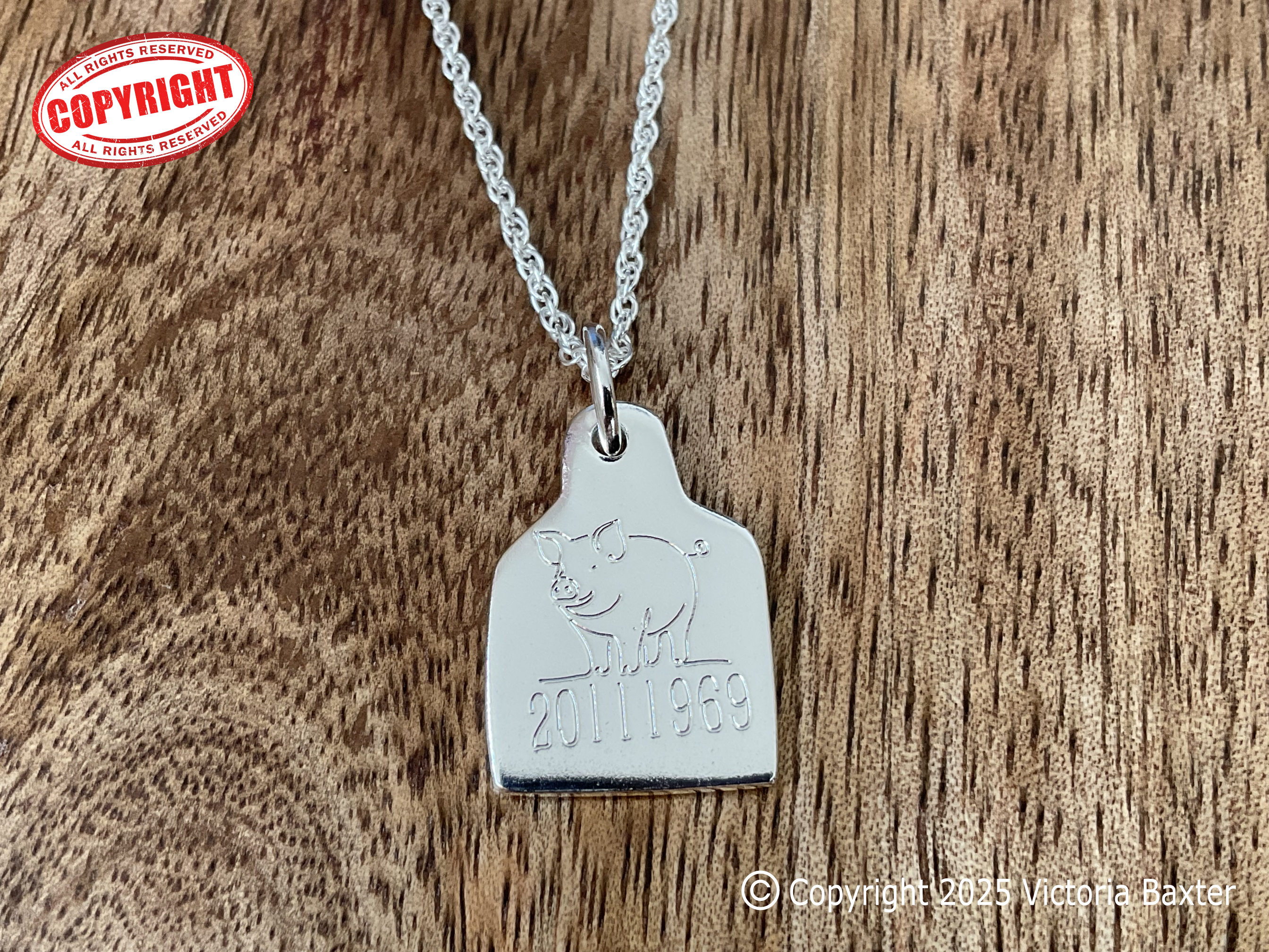 Cow Tag Pendant & Chain