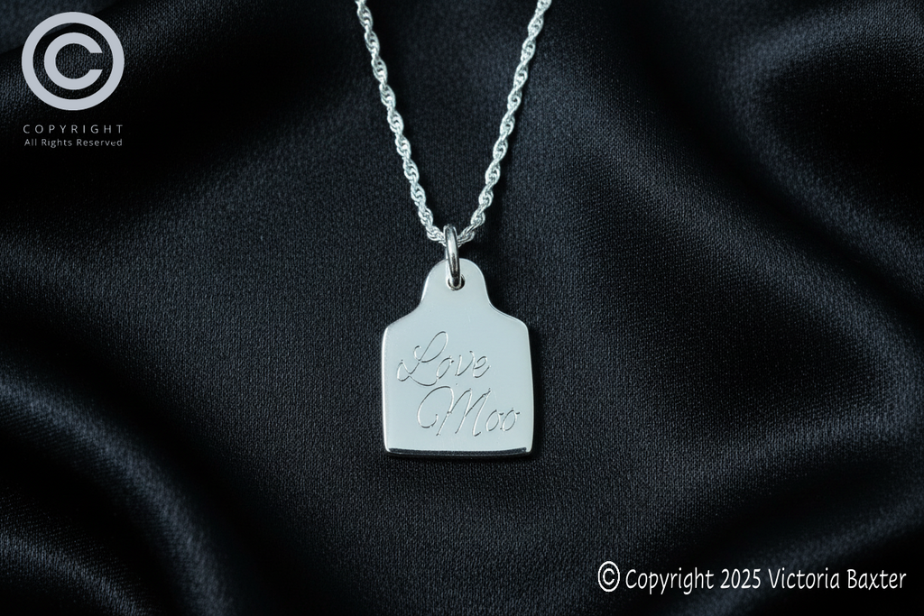 Love Moo Cow Tag Pendant & Chain