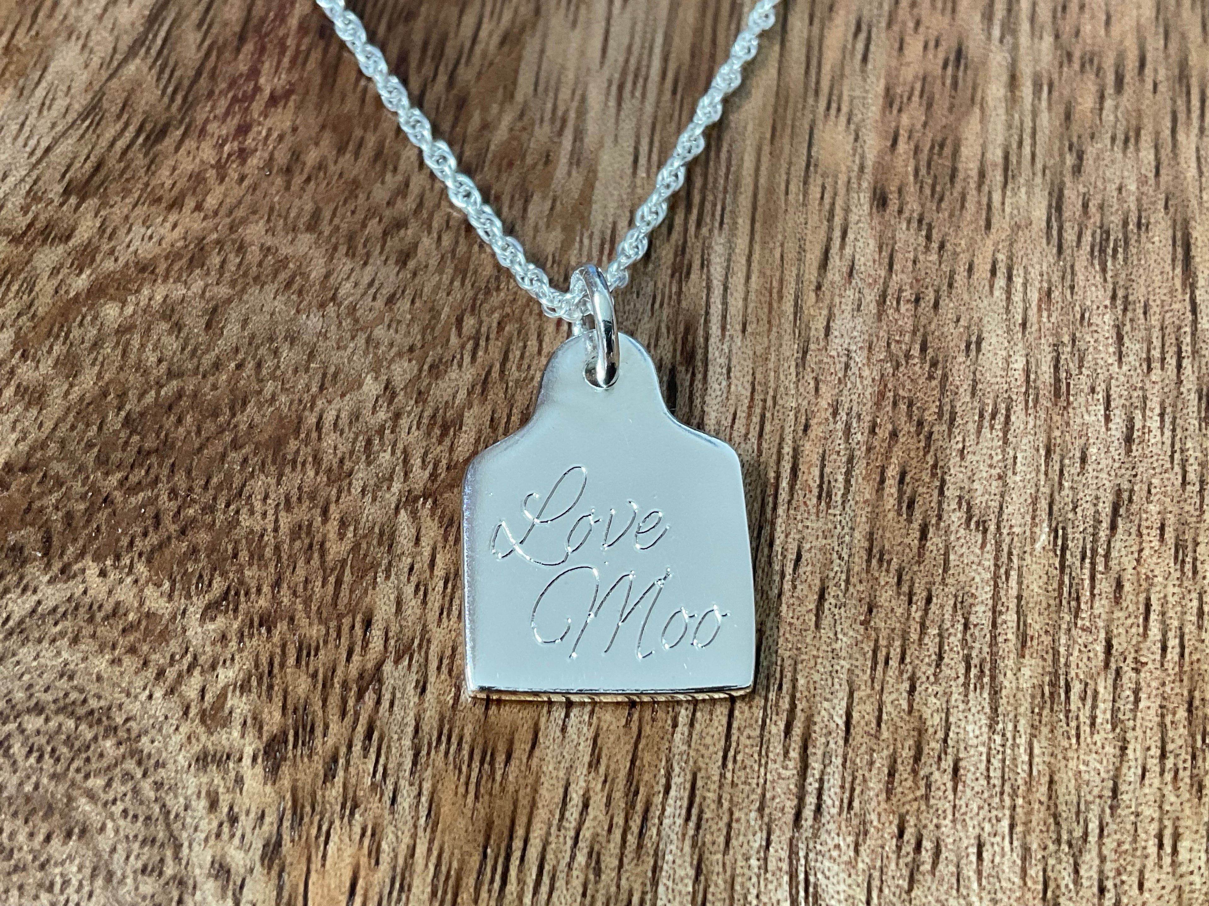 Love Moo Cow Tag Pendant & Chain