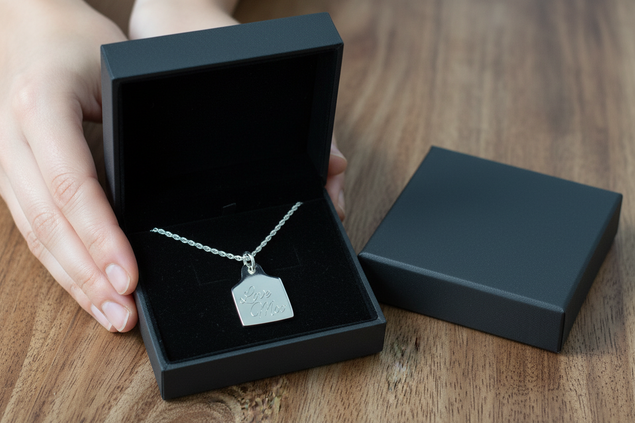 Love Moo Cow Tag Pendant & Chain