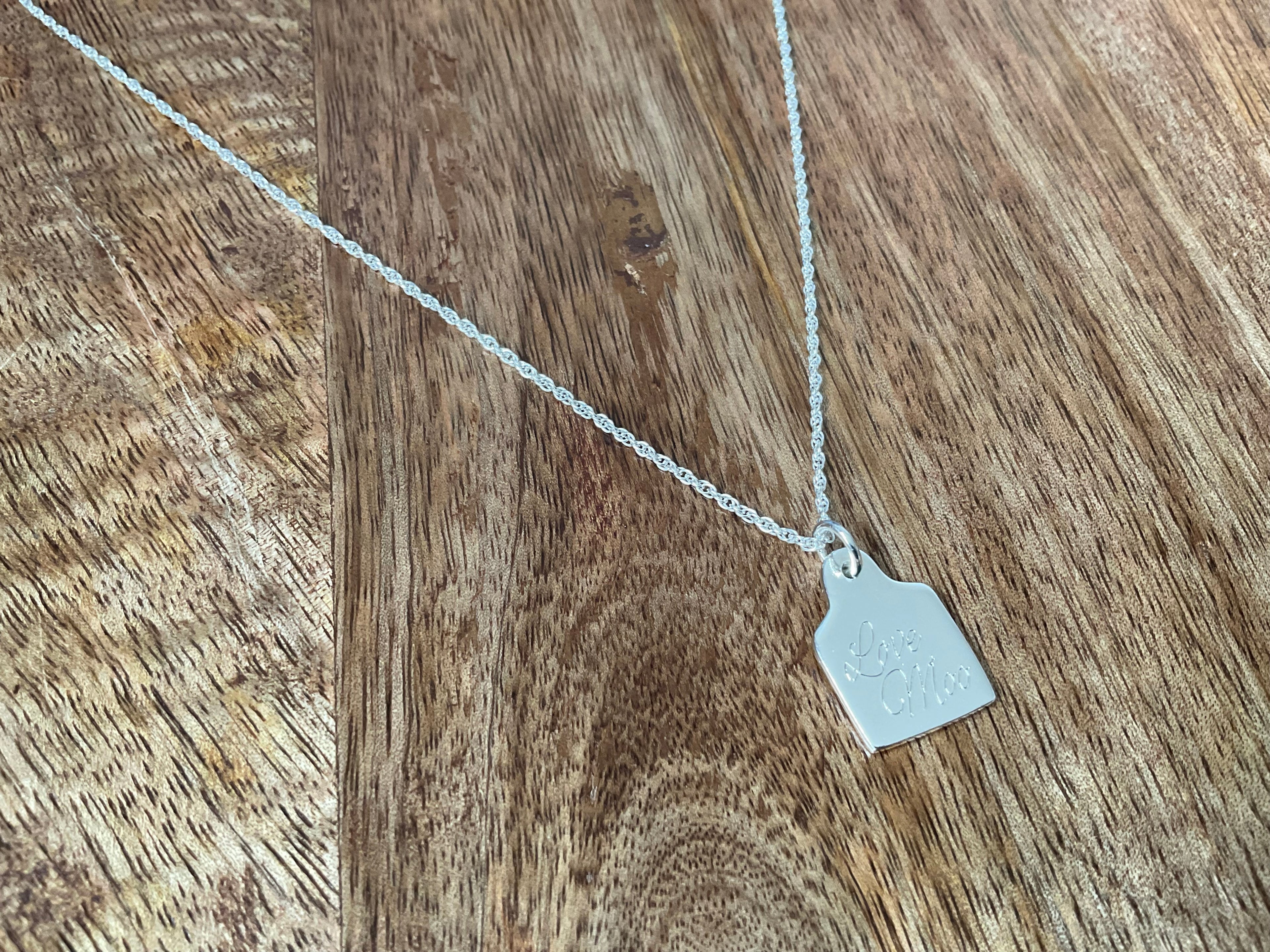 Love Moo Cow Tag Pendant & Chain