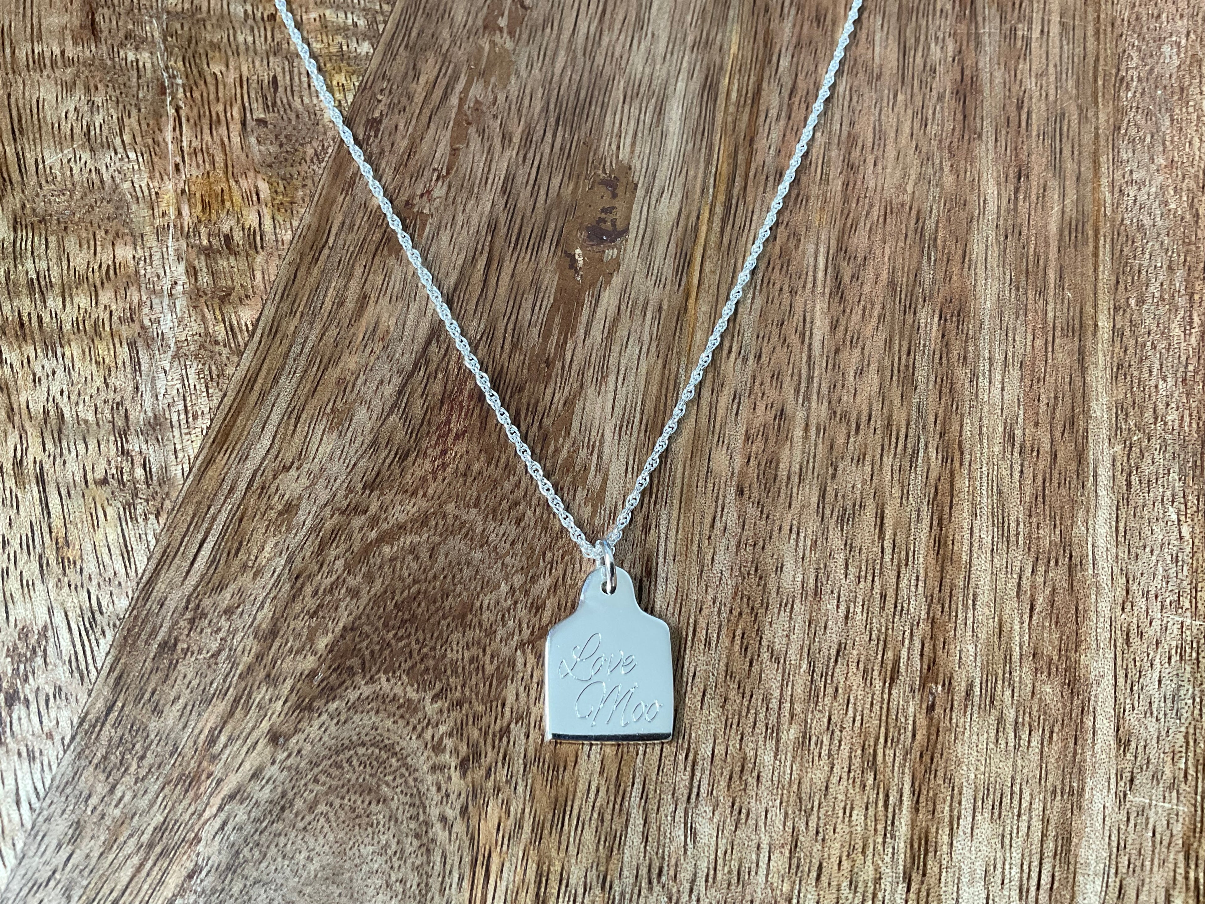Love Moo Cow Tag Pendant & Chain