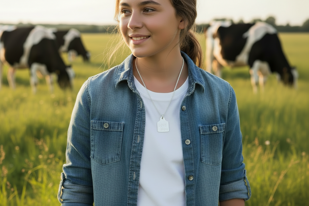 Love Moo Cow Tag Pendant & Chain