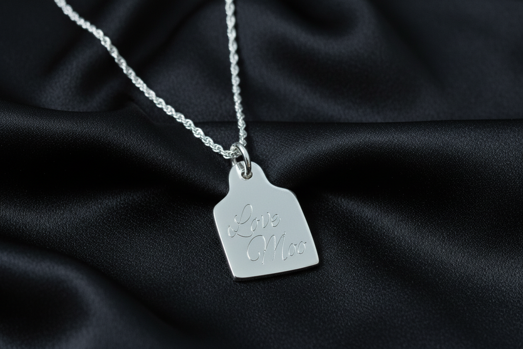 Love Moo Cow Tag Pendant & Chain