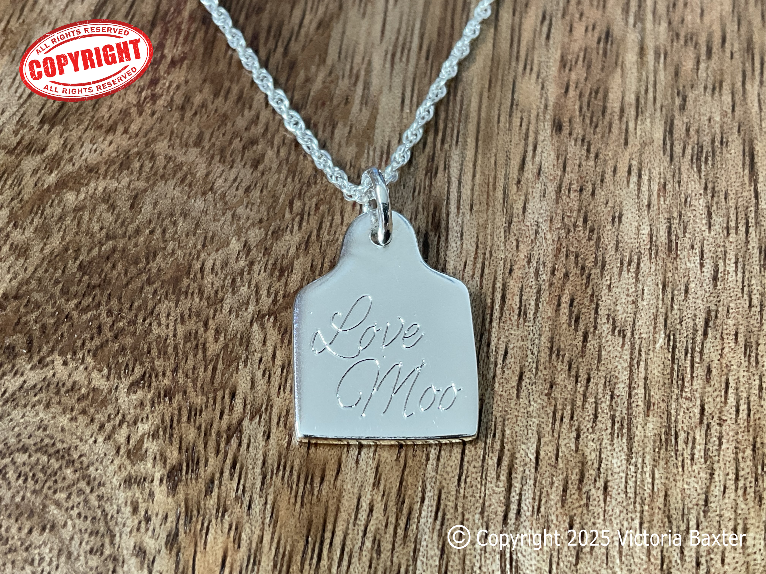 Love Moo Cow Tag Pendant & Chain