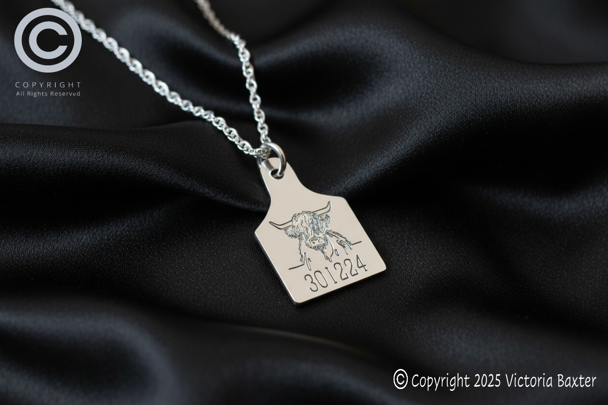 Cow Tag Pendant & Chain
