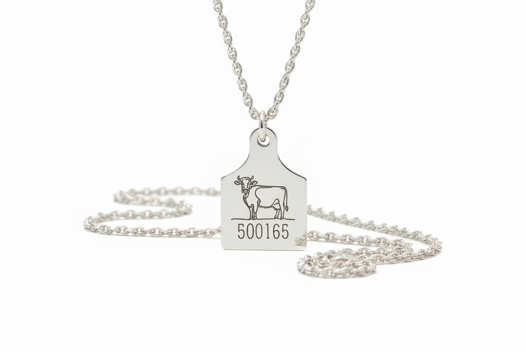 Cow Tag Pendant & Chain