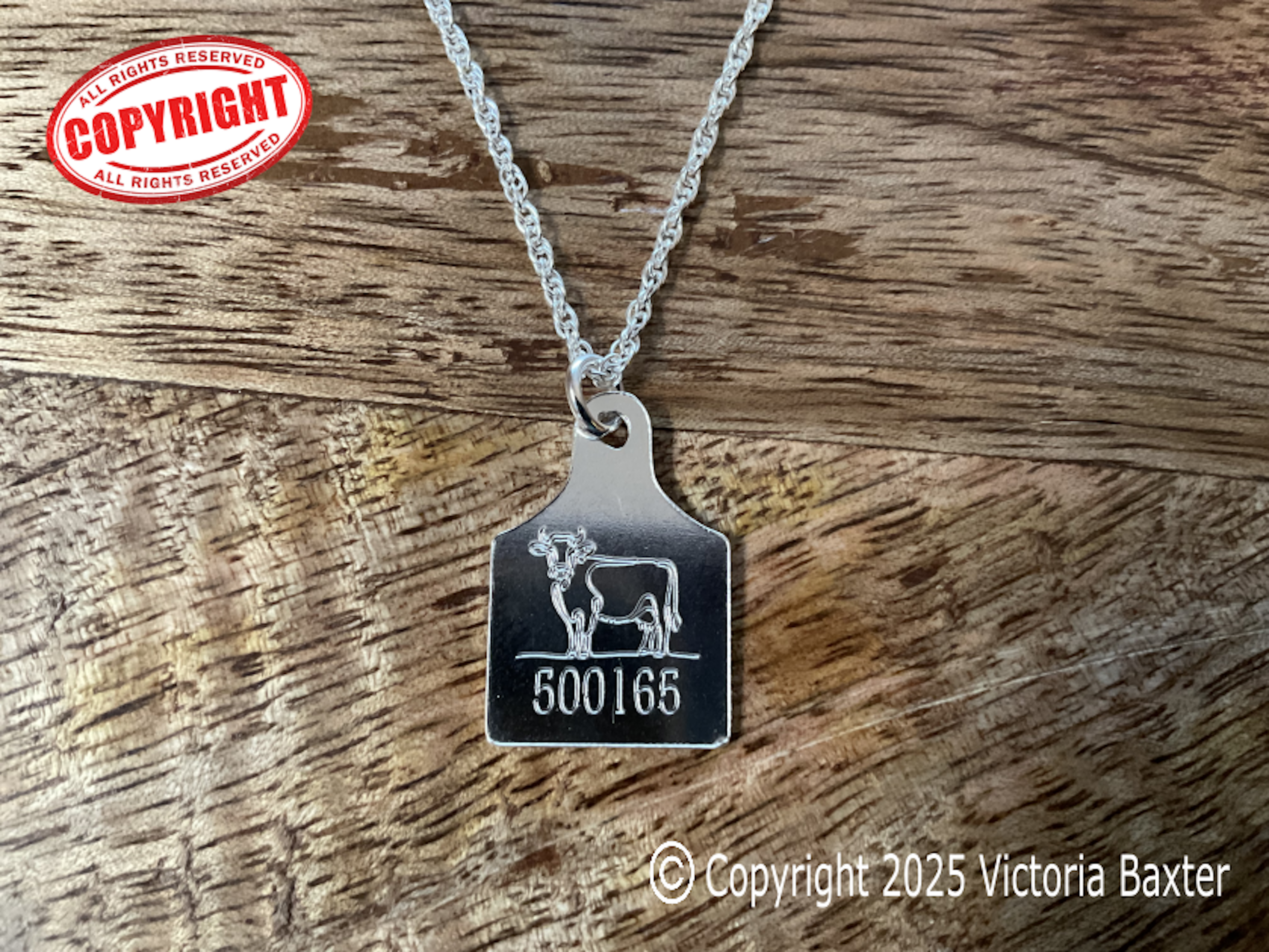 Cow Tag Pendant & Chain