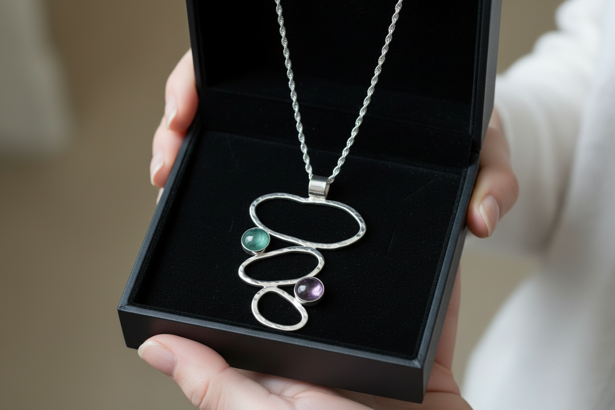 Agate Pebble Pendant & Chain