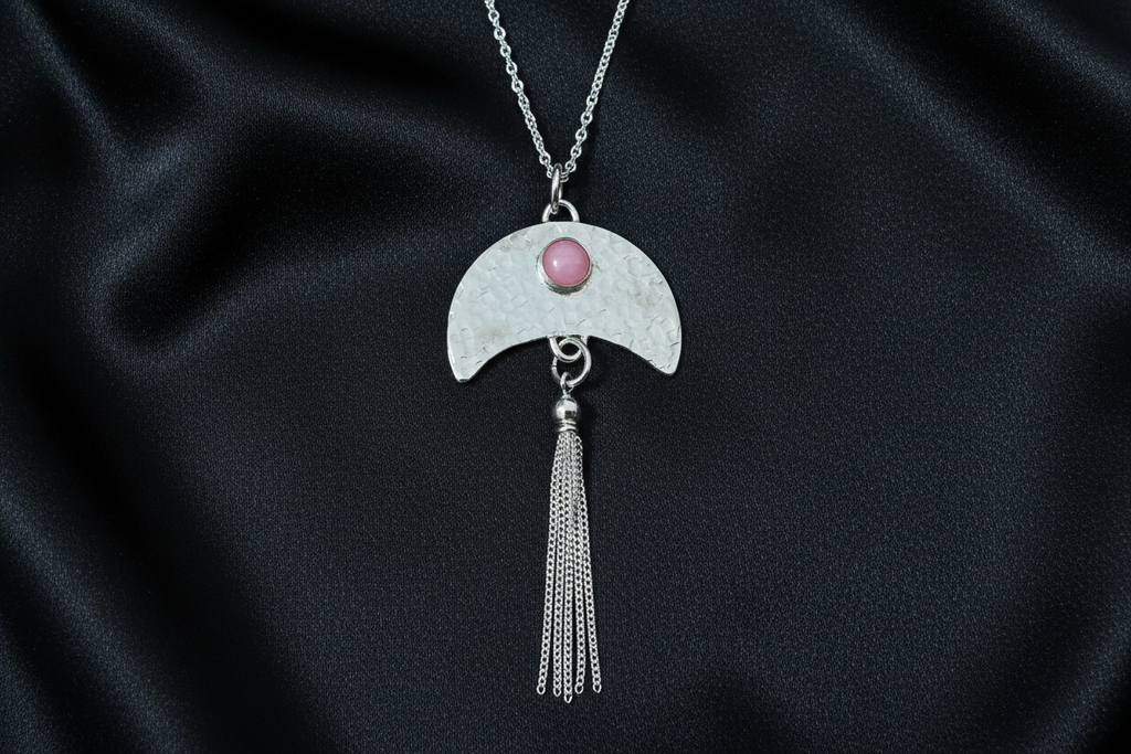 Half Moon Tassel Pendant & Chain