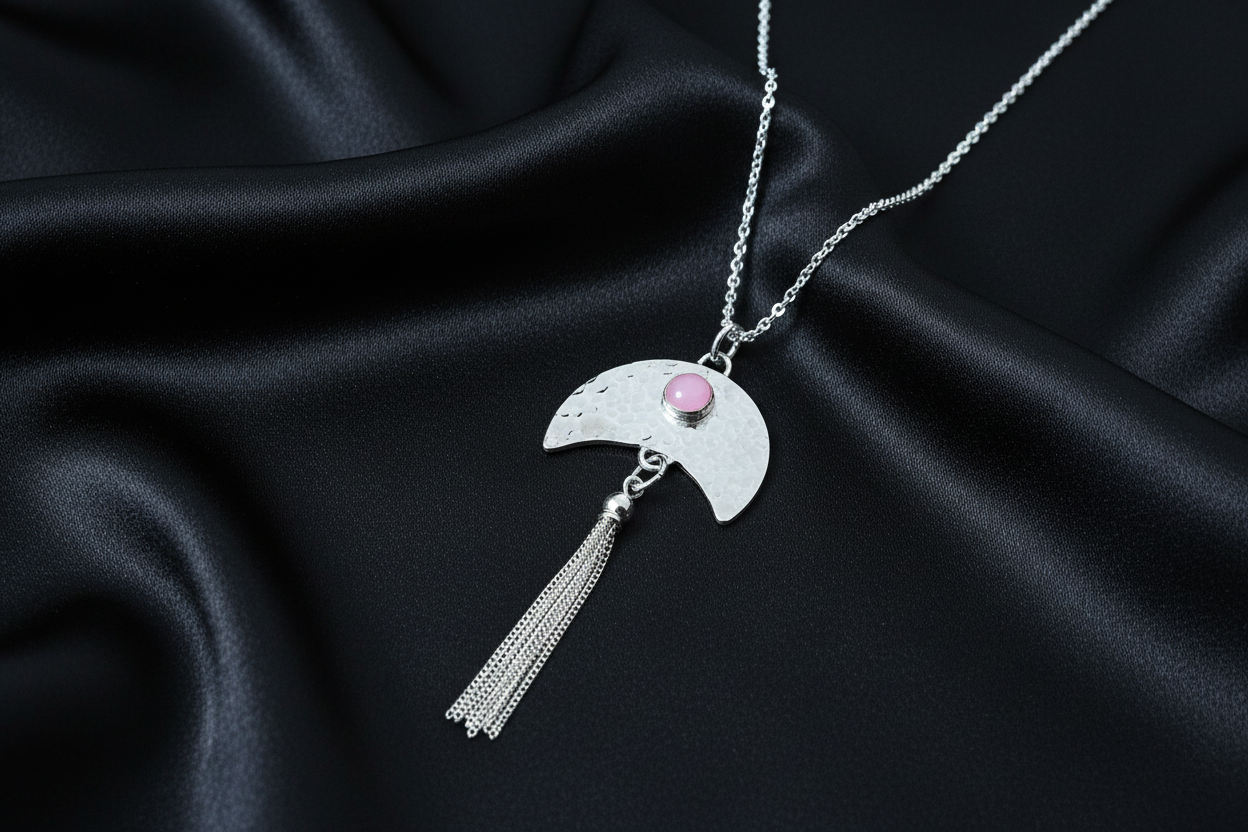Half Moon Tassel Pendant & Chain