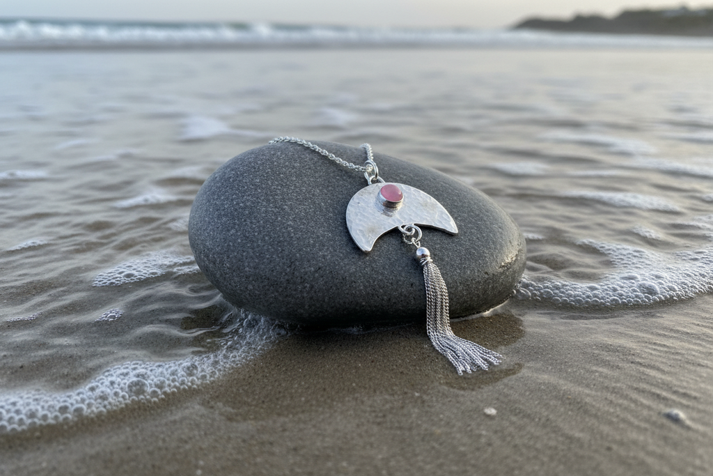 Half Moon Tassel Pendant & Chain