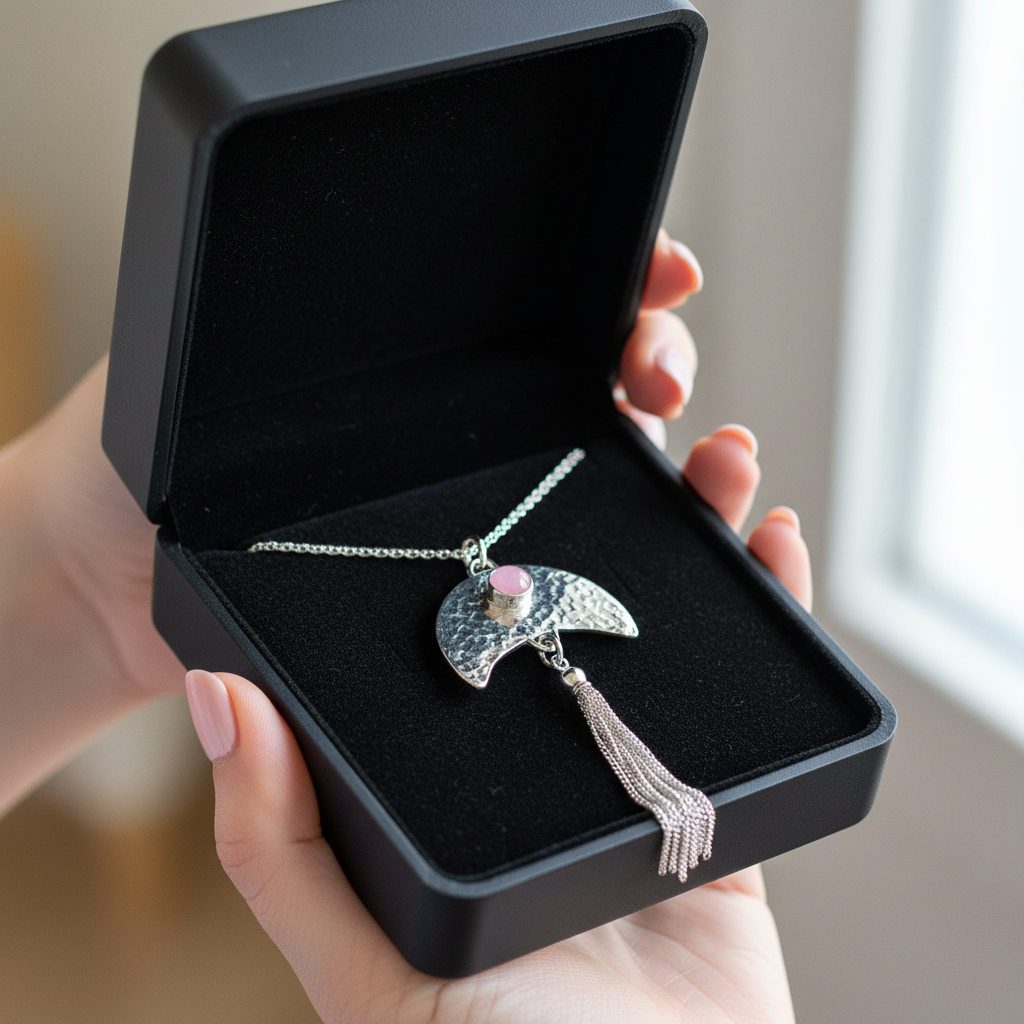 Half Moon Tassel Pendant & Chain