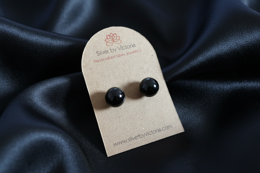 Onyx Gemstone Stud Earrings