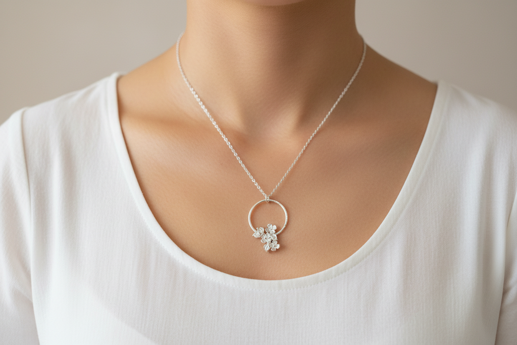 Flower Circle Pendant & Chain