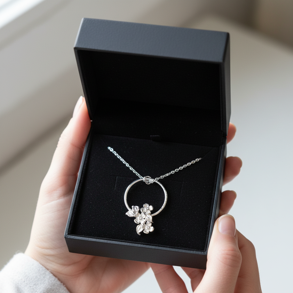 Flower Circle Pendant & Chain