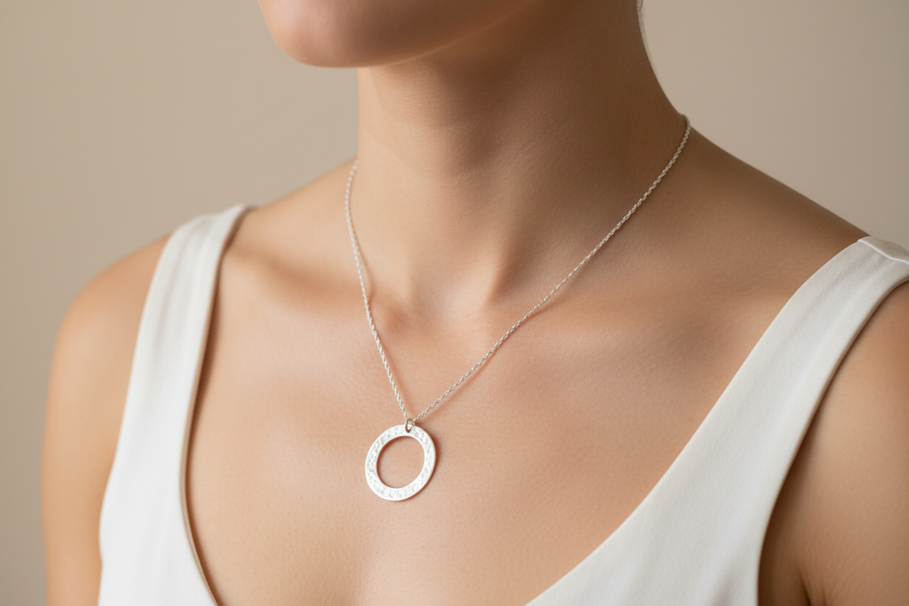 Hammered Circle Pendant & Chain