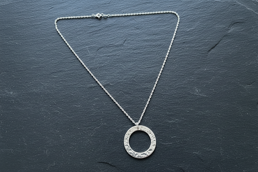 Hammered Circle Pendant & Chain