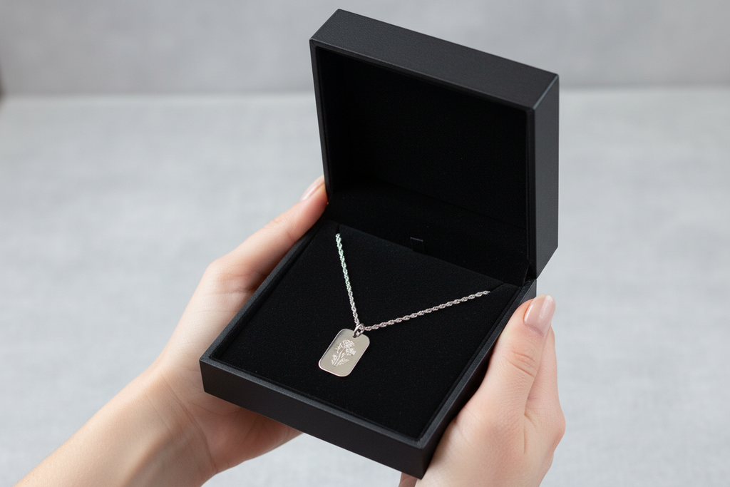 Flower Birth Month Tag Necklace
