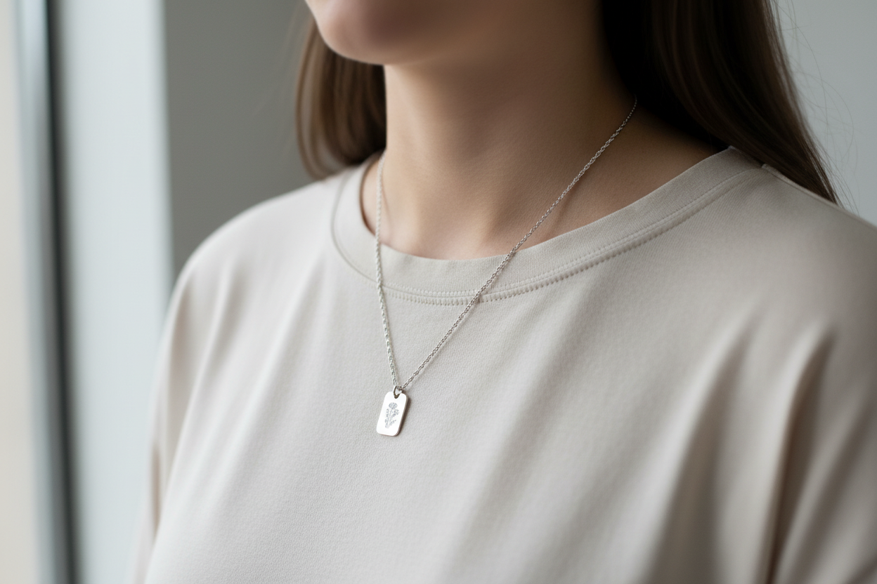 Flower Birth Month Tag Necklace