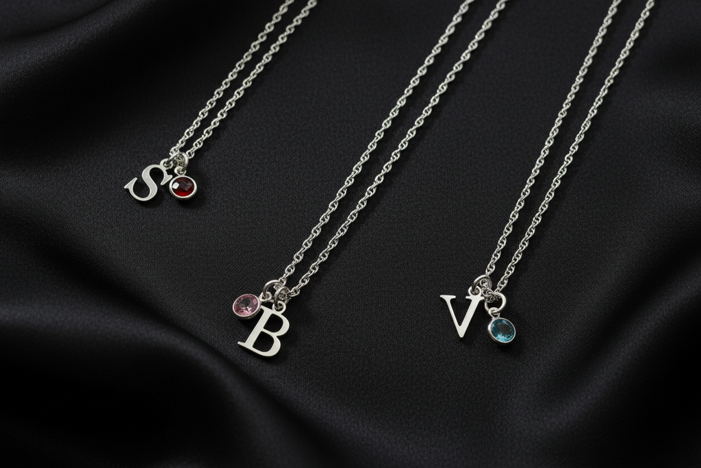 Initial Birthstone Charm Necklace