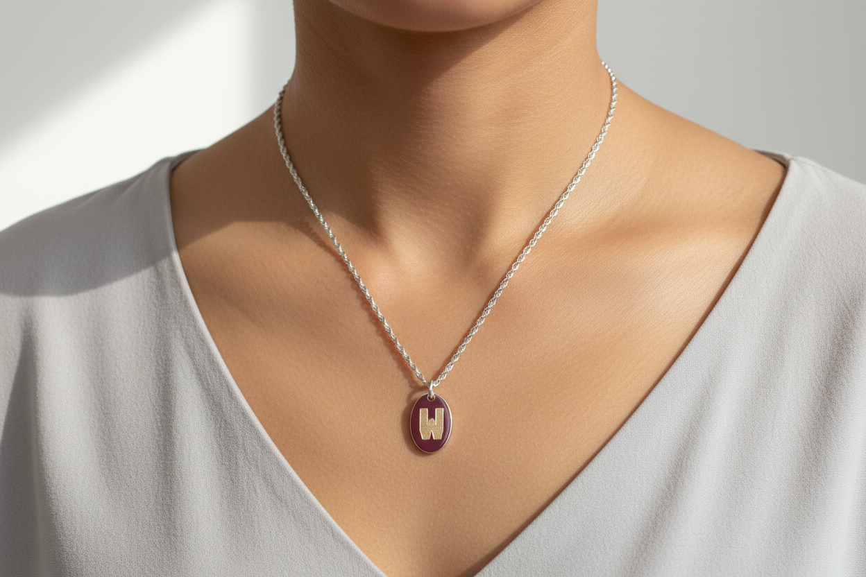 Initial Engraved Tag Necklace
