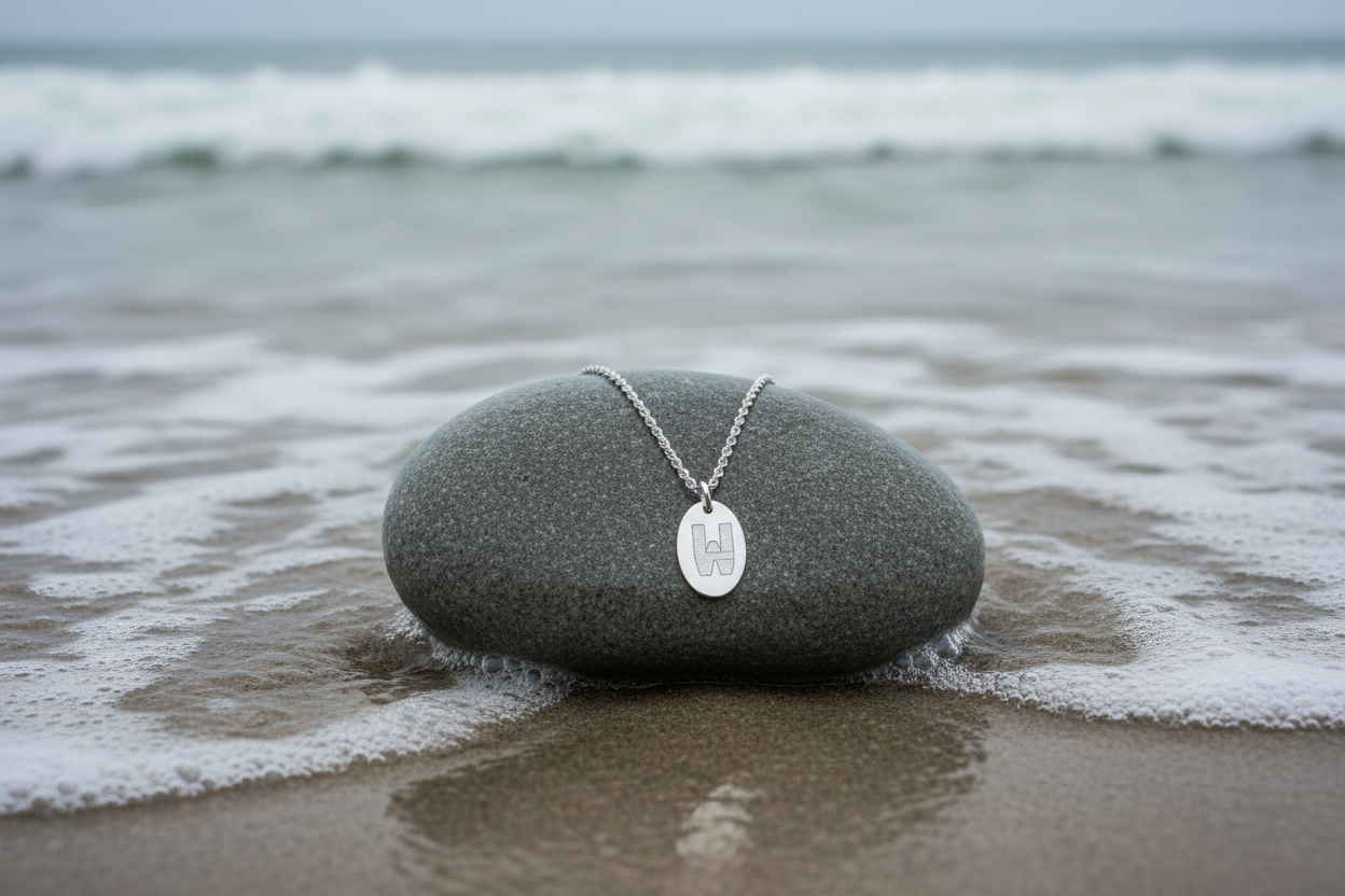 Initial Engraved Tag Necklace