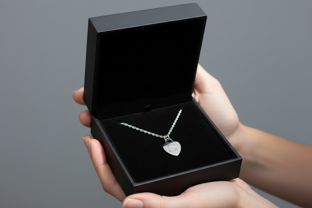 Heart Initial Engraved Tag Necklace