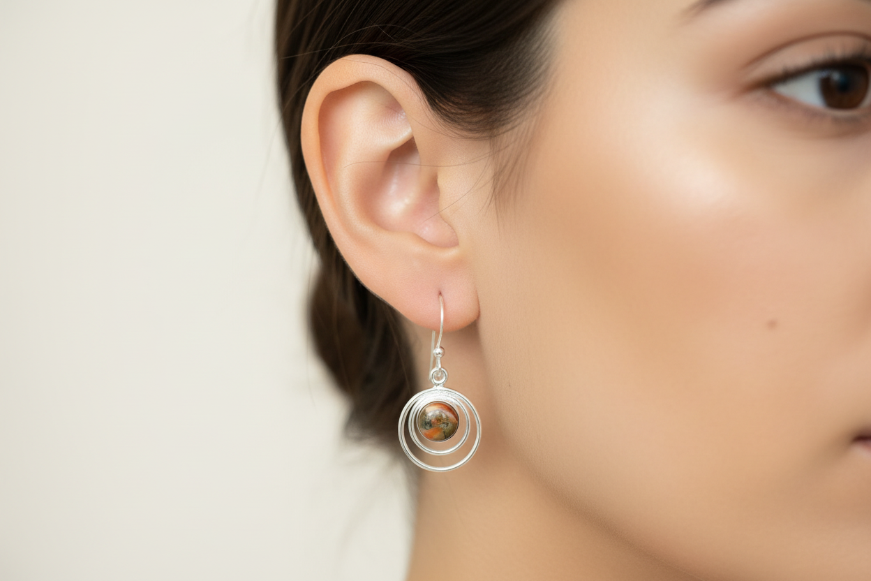 Oyster Turquoise Stoneset Dangle Earrings