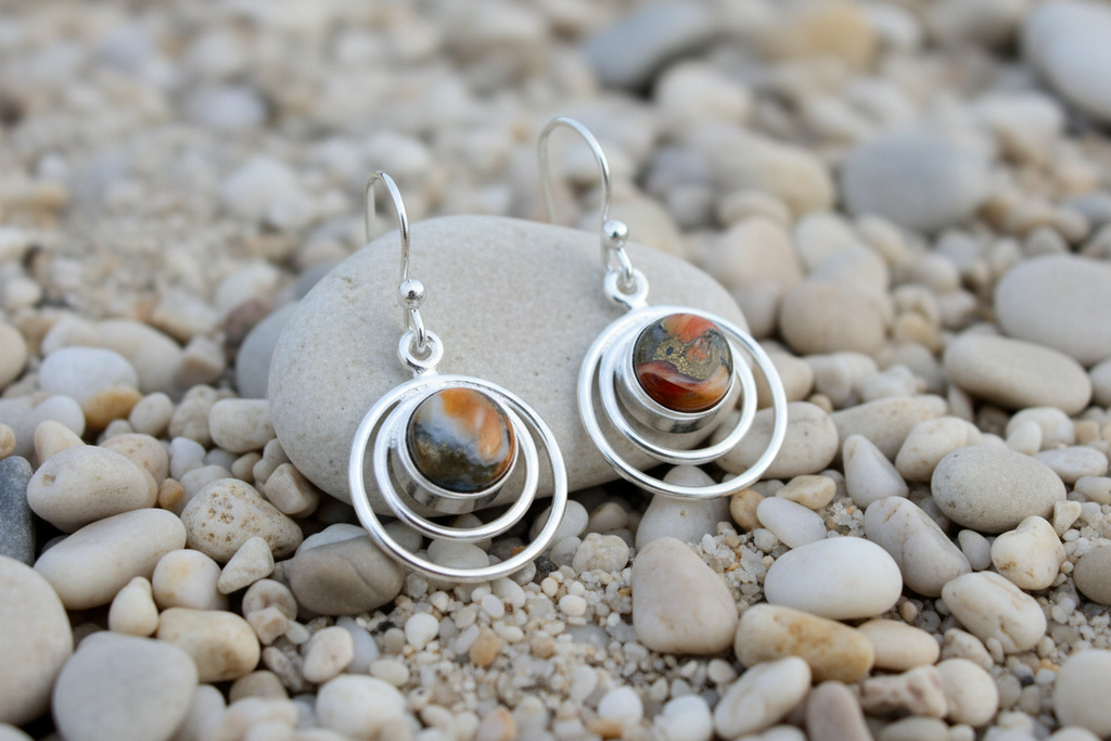 Oyster Turquoise Stoneset Dangle Earrings