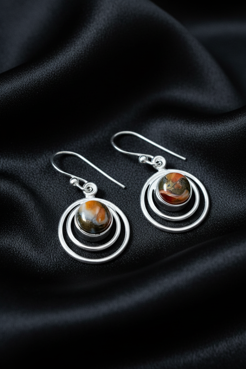 Oyster Turquoise Stoneset Dangle Earrings