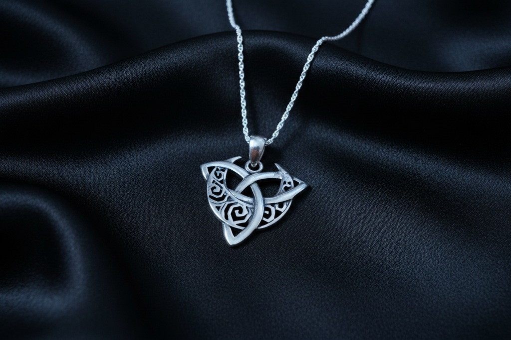 Triquetra & Moon Celtic Pendant & Chain