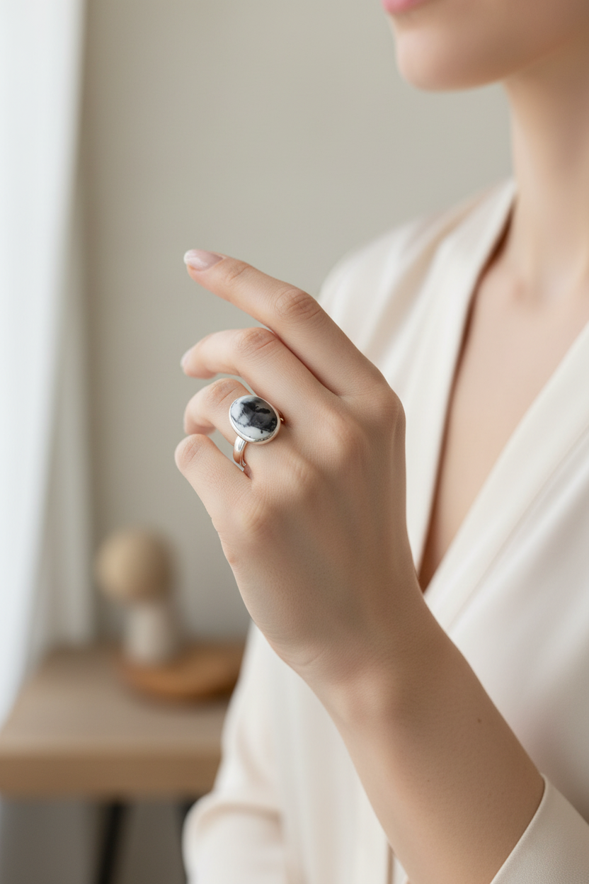 Dendritic Opal Stoneset Ring