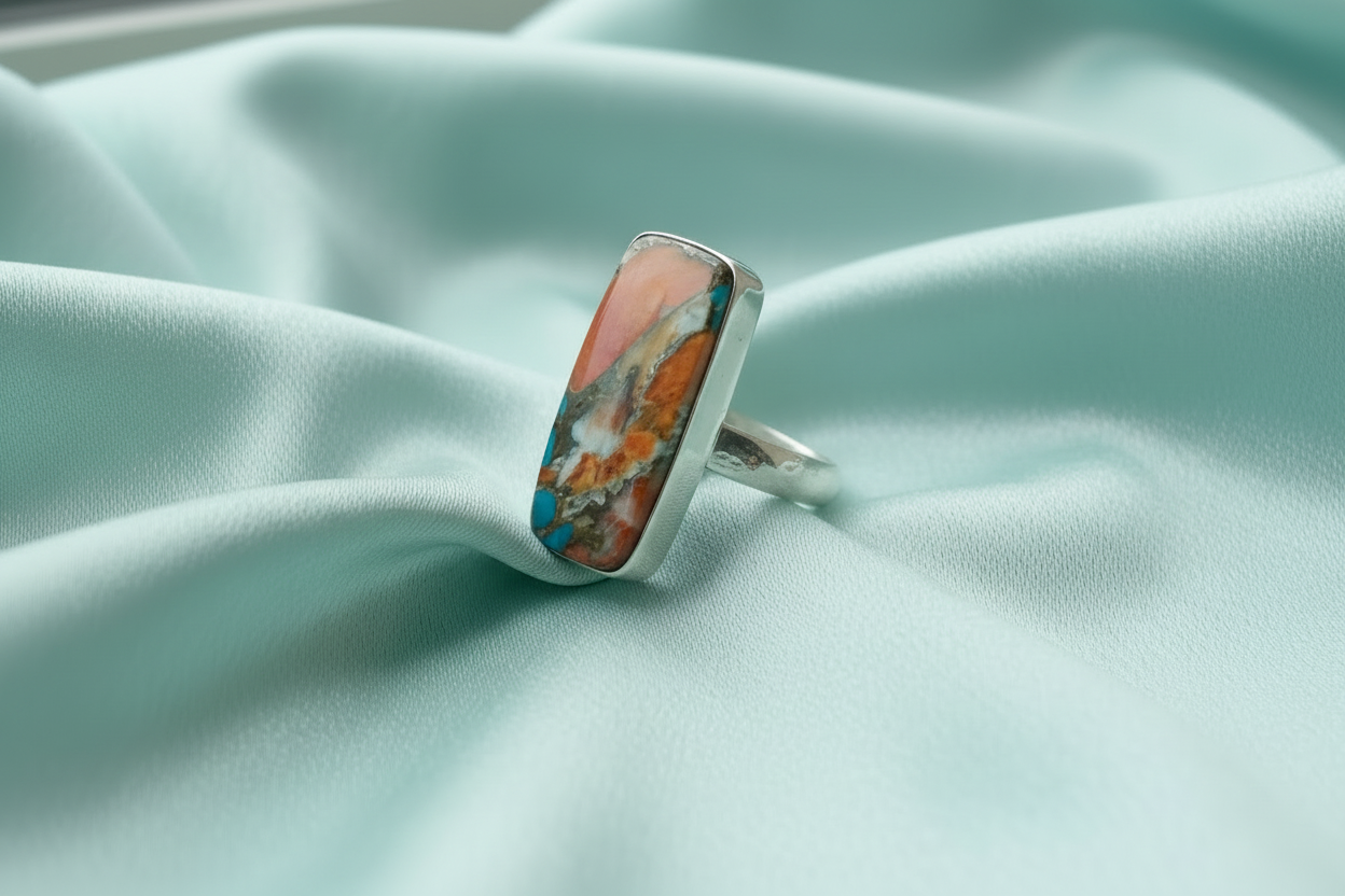 Oyster Turquoise Stoneset Ring - Size U