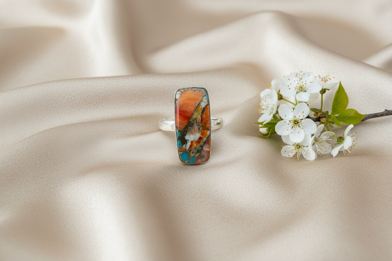 Oyster Turquoise Stoneset Ring - Size U