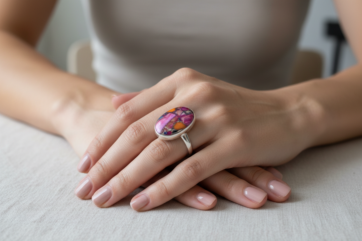 Oyster Turquoise Stoneset Ring - Pink