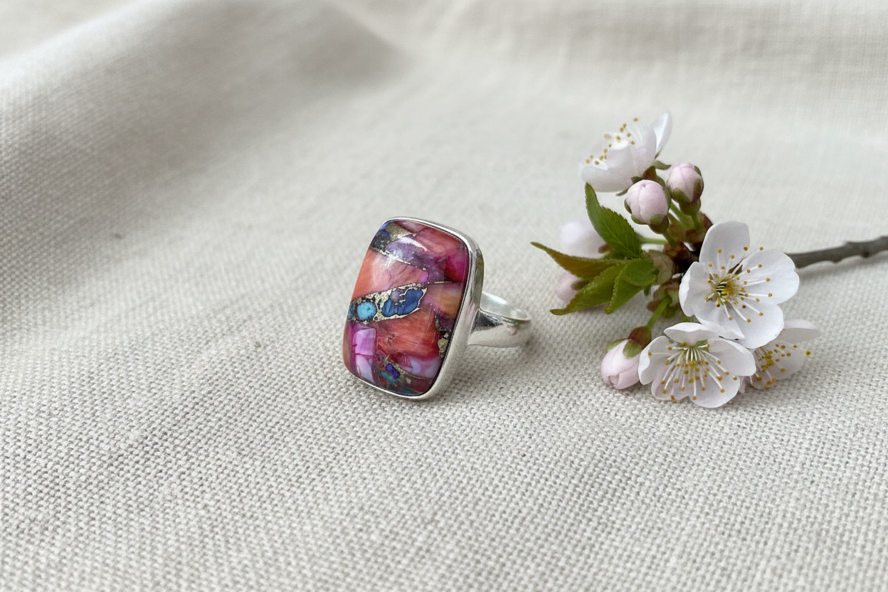 Oyster Turquoise Stoneset Ring - Pink