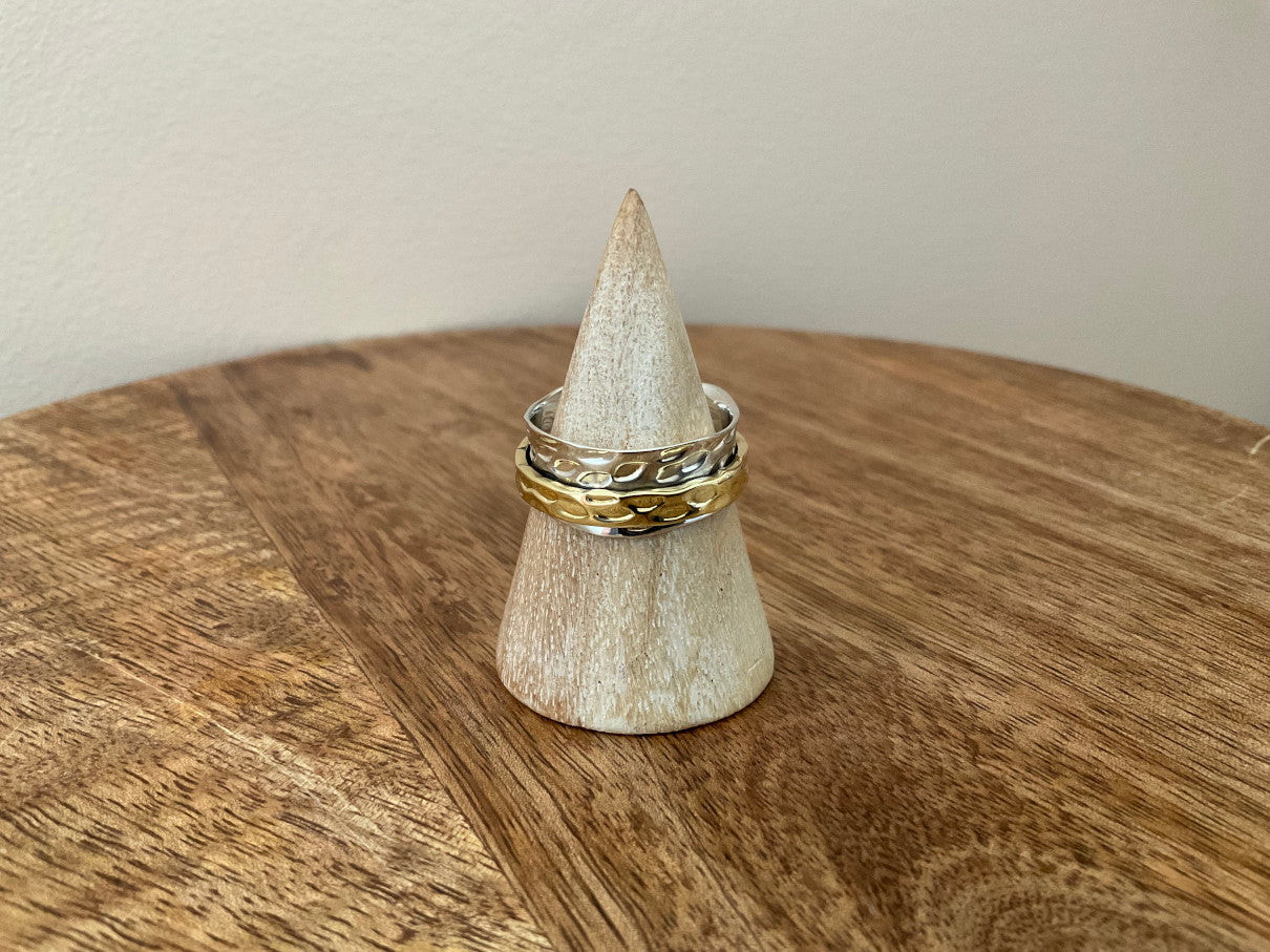 Hammerd Brass & Silver Spinner Ring